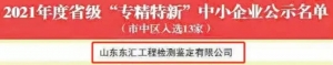 山东东汇荣获2021年度山东省“专精特新”企业及济南市“瞪羚企业”称号